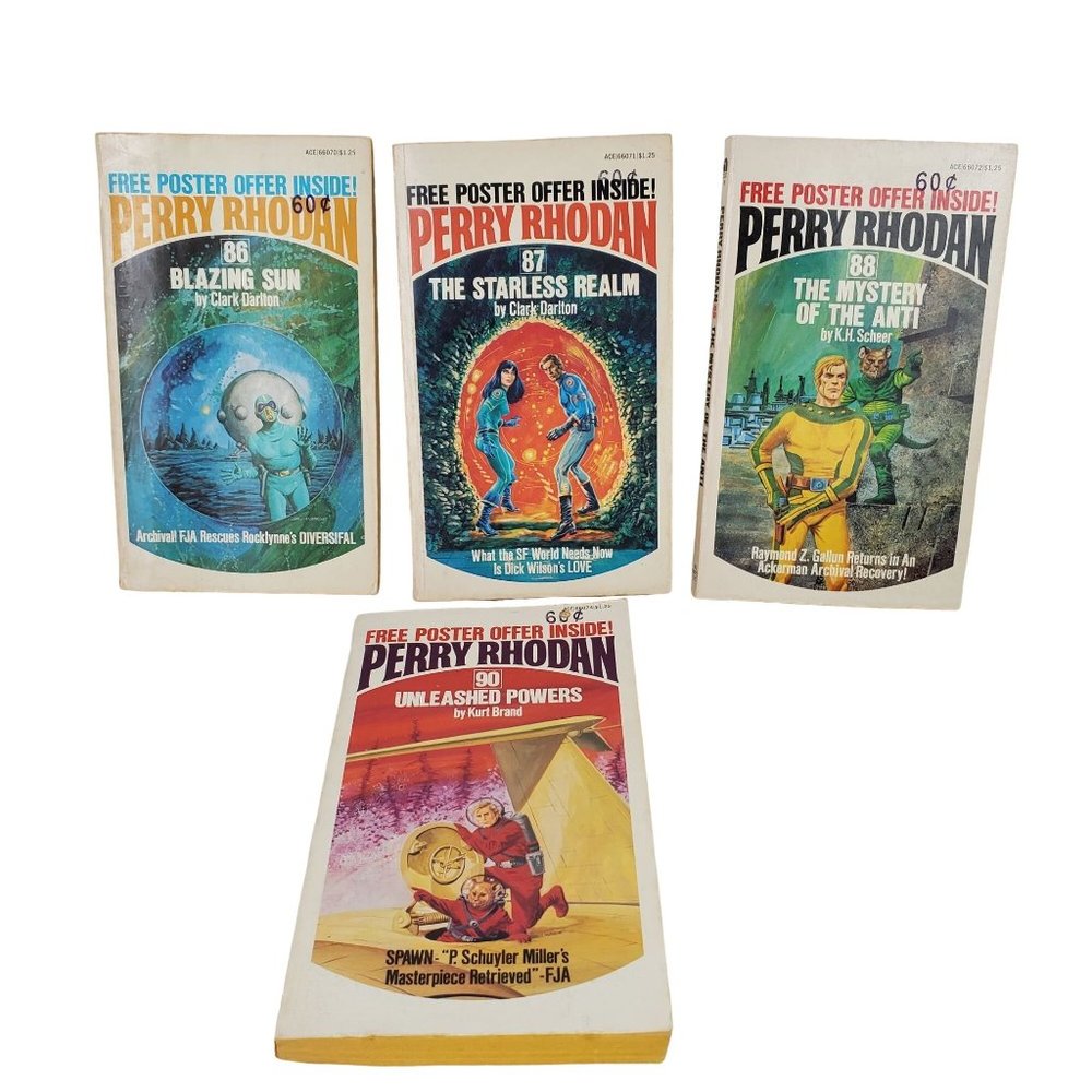 Vintage Lot of 4 Perry Rhodan Books #86, 87, 88, 90 Paperback 1976 Sci-Fi